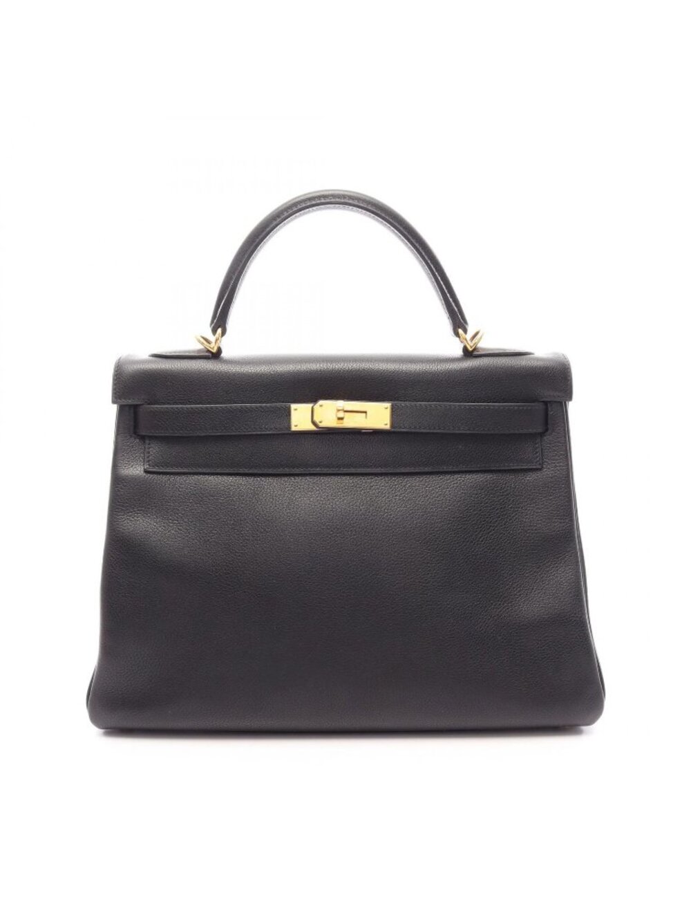 Hermes Handbag Kelly 32 Retourne 2-Way Black Leather